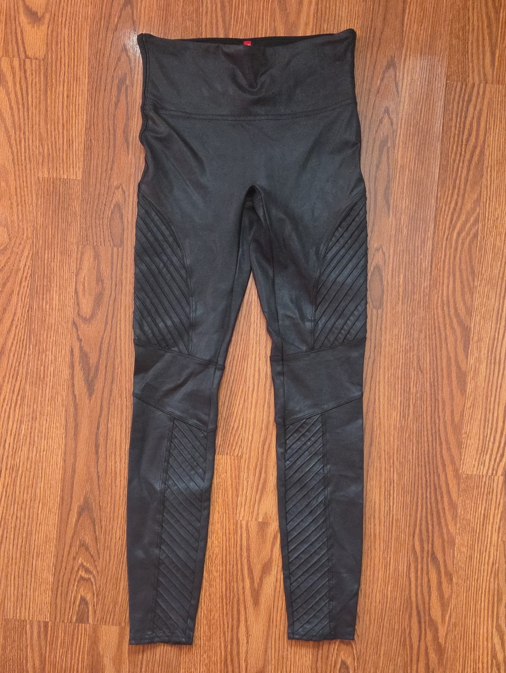 SPANX Black High-Waist Moto Quilted Leggings